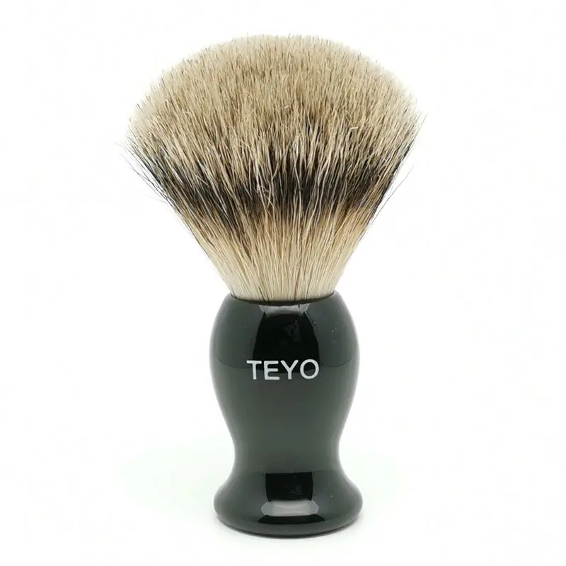 TEYO Silvertip Badger Hair Shaving Brush With Resin Handle Perfect for Man Wet Shave Cream Double Edge Razor