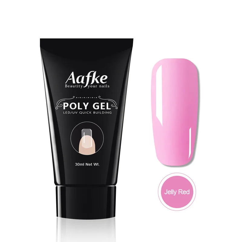 Jelly Red 30 мл Polygel поли гель быстрое строительство Polygel с украшением в виде кристаллов; Прозрачная Жесткая Poli геля акриловый Soak Off гель для наращивания ногтей скольжения раствор ZJJ3085 - Цвет: Jelly Red