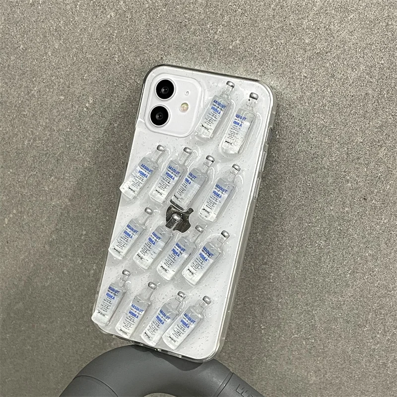 

Fashion Drops Glue 3D Water bottle Cases For iphone 12 Pro max 8 7 plus 11 Pro max SE 2020 X XS Max XR Phone Case Clear Cover