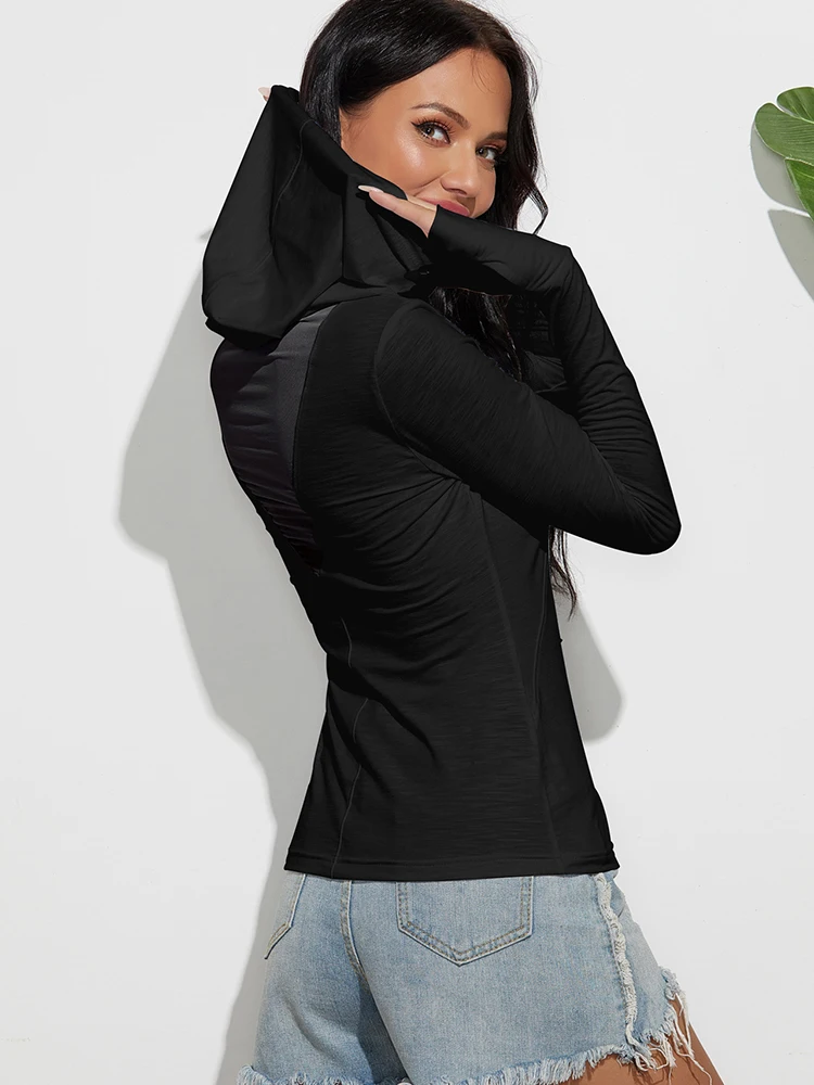 

Nice Women's Top Hat Fashion Thin Full Match Women's Autumn Thin Long Sleeve Solid Color Hoodie Bottoming Pullover