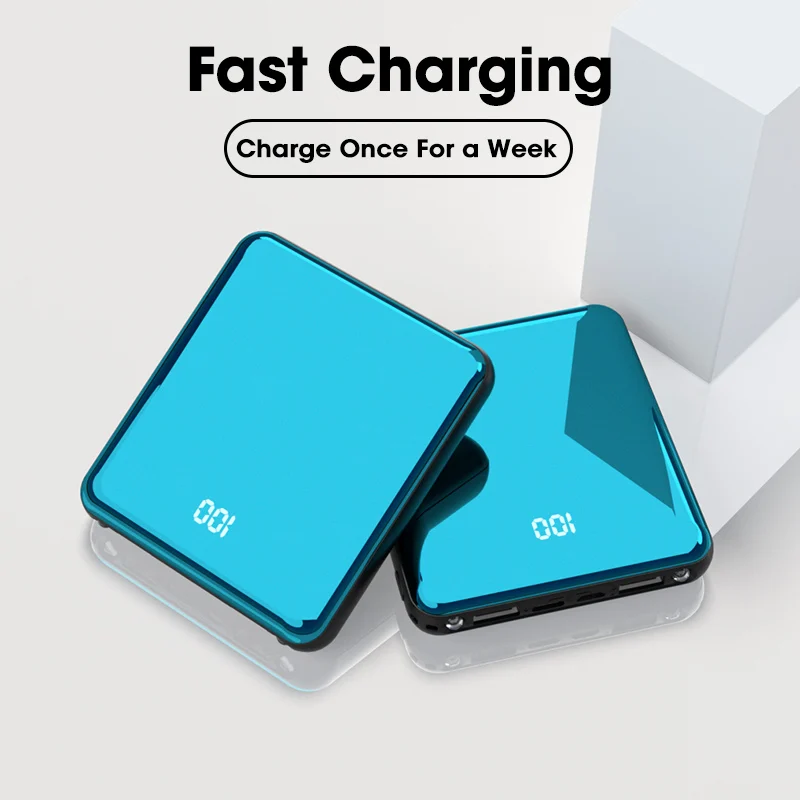 Беспроводное зарядное устройство Qi портативное на 20000 мАч с кабелем внешний