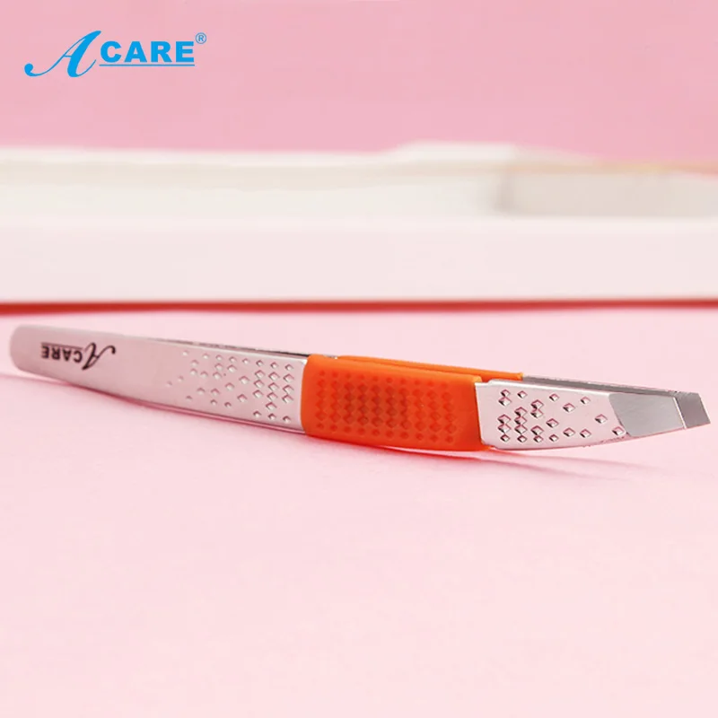 Профессиональный пинцет для бровей из нержавеющей стали и силикона с матовой