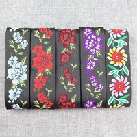 7 yards 5cm red purple flowers ethnic embroidered jacquard ribbons trim lace fabric diy handcraft apparel bag curtain decoration
