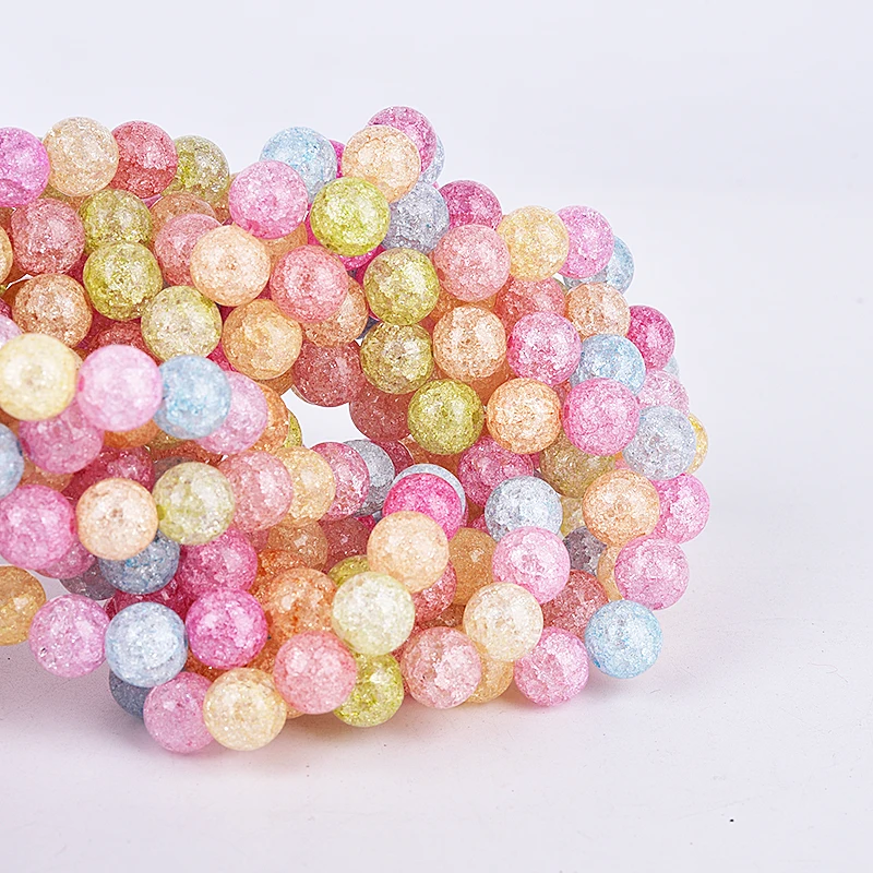 Стеклянные бусины Asingeloo зеркальные с трещинами россыпью бусины-разделители