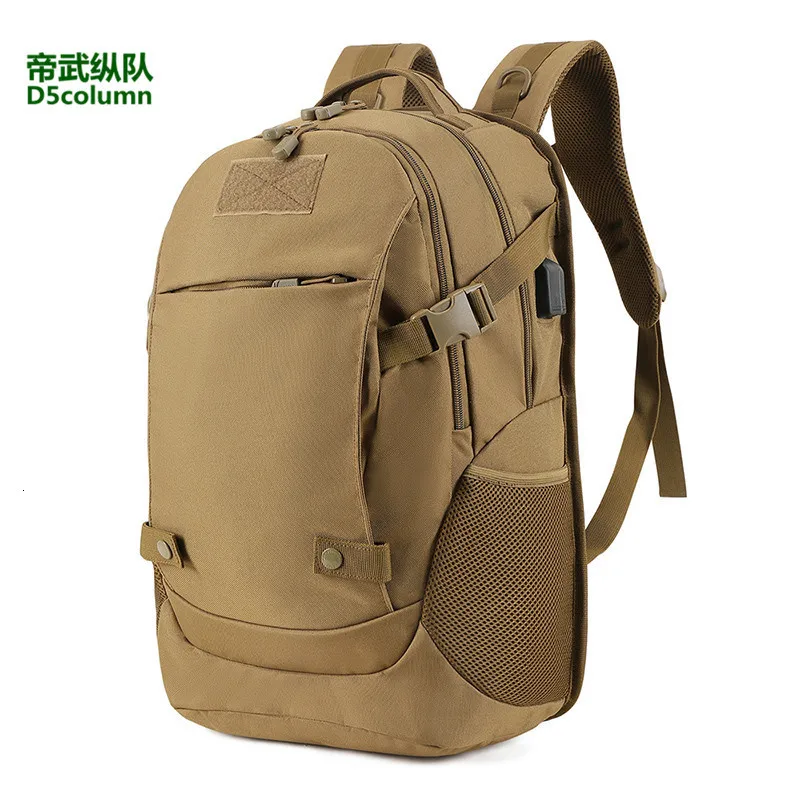 khaki 40L Камуфляжный военный тактический рюкзак для мужчин и женщин, походная сумка для походов, походная сумка, нейлоновый износостойкий рюкзак большой емкости - Цвет: khaki