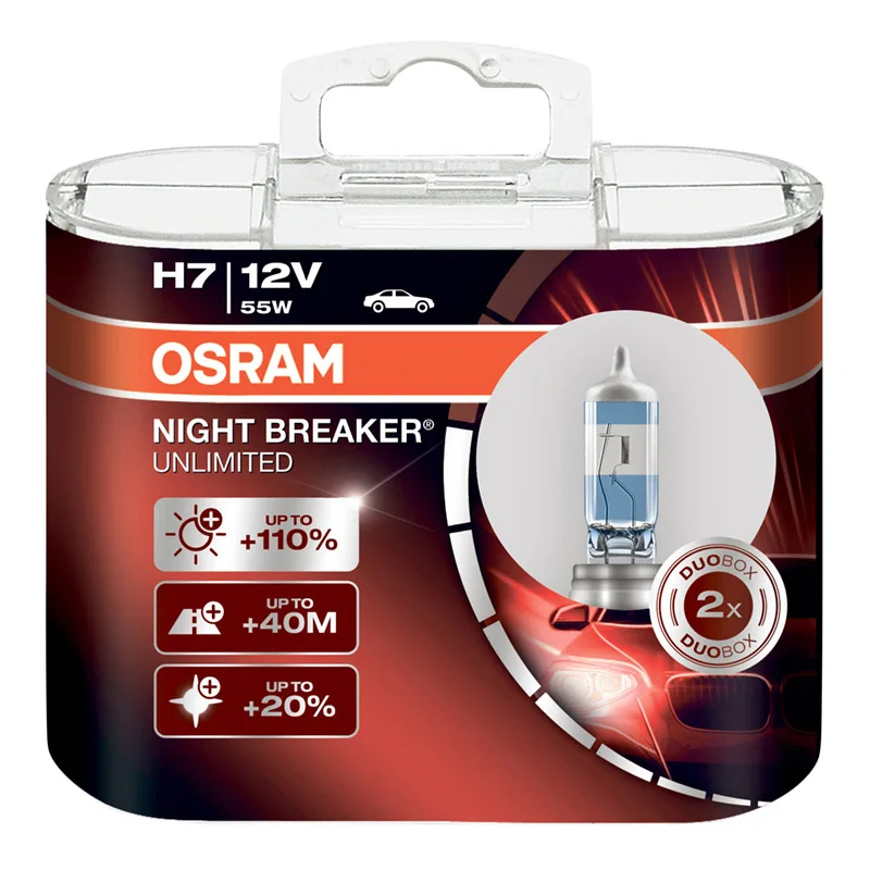 Лампа Ксеноновая OSRAM H1 H3 H4 H7 H8 H9 H11HB3 HB4 галогенная лампа 12V для автомобильных фар ближнего и дальнего света Высокая луча лампы Лазерная противотуманная фара для Ночной выключатель лампы - Испускаемый цвет: NightBreaker Unlimit