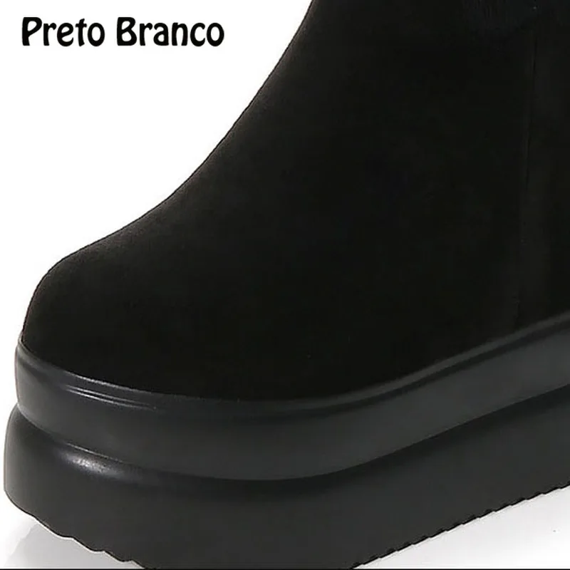 PRETO BRANCO/женские носки на платформе Черные женские сапоги до колена Эластичные