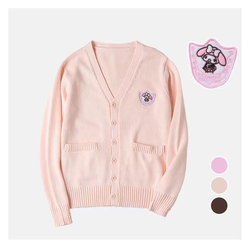 Japanese Embroidery Kawaii Jk Schoolgirl Uniforms Long Sleeve V-neck Cardigan Sweater Cosplay Soft Super Cute Women Coat | Тематическая