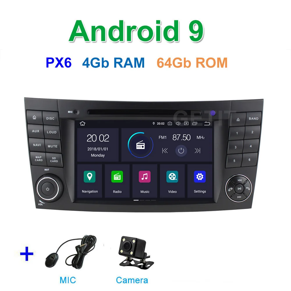 PX6 CAMERA PX6 Автомобильный DVD стерео Мультимедиа Радио Android 9 для Mercedes Benz e-класс W211 E200 E220 E300 E350 E240 E270 E280 CLS класс W219 - Цвет: PX6 CAMERA