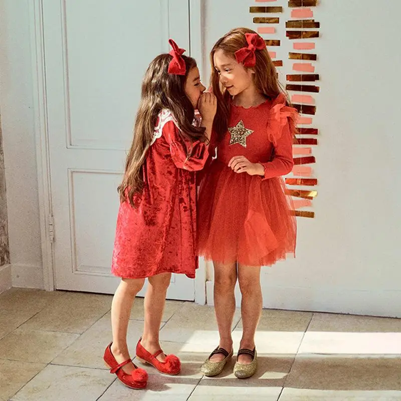 

Детские осенне-зимние платья для маленьких девочек, платье принцессы со звездами, фатиновые платья для девочек, детская одежда для дня рожд...