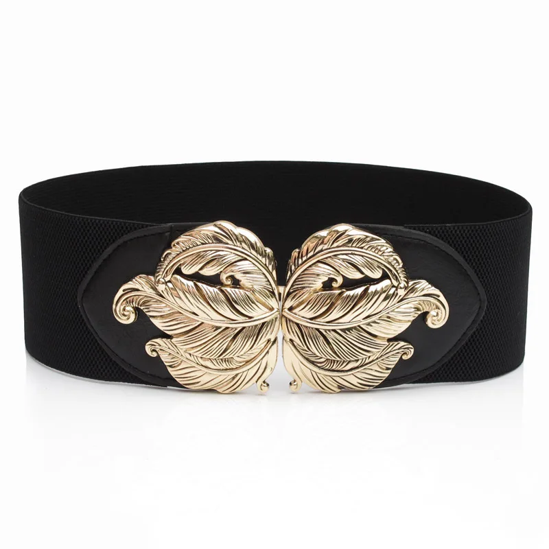 

Женский пояс с листьями в стиле ретро, широкий эластичный пояс для платья