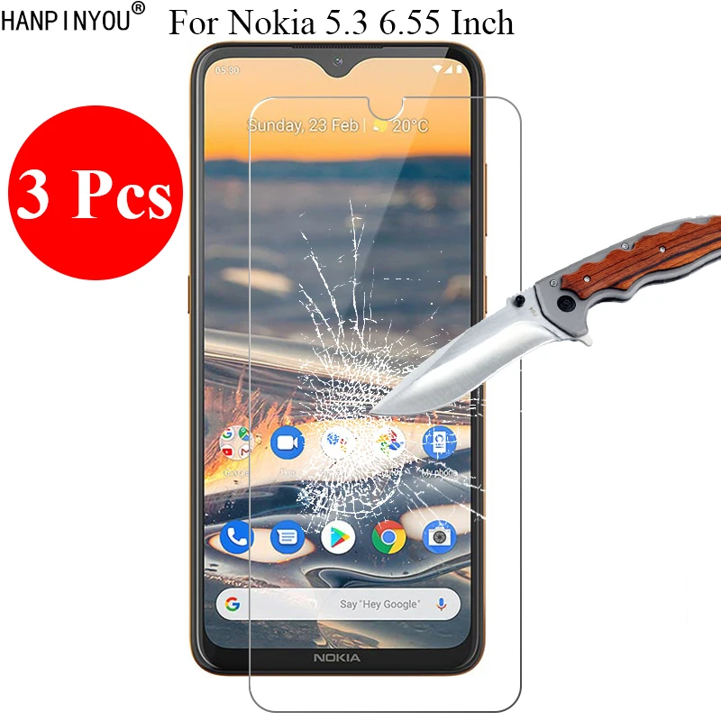 

3 Pcs/Lot New 9H 2.5D Premium Tempered Glass Screen Protector For Nokia 5.3 6.55" Protective Film Guard Shield + Clean Tools