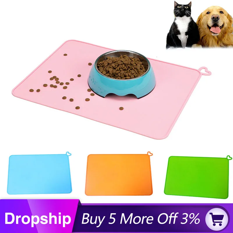 Коврик для миски собак водонепроницаемый силиконовый коврик корма и кошек миска