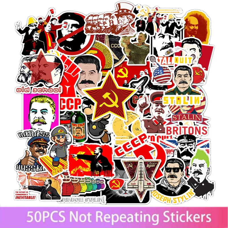 

50pcs Russian WWII suitcase trolley case car skateboard cartoon travel adventure stickers waterproof