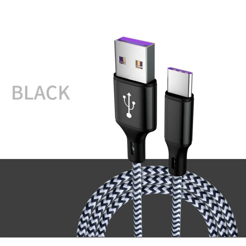 Новый 1 м 5А USB Type C кабель для Huawei P40 Pro Mate 30 P30 Supercharge Быстрая зарядка зарядный