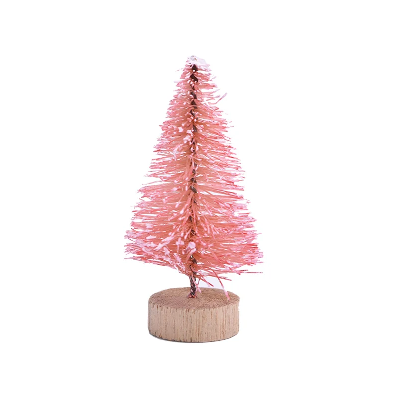 pink 5 шт., новинка, Мини Рождественская елка, сизаль, шелк, кедр, украшение, золото, красный, синий, зеленый, украшение для дома, настольные, рождественские принадлежности - Цвет: pink