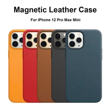 Magnetic Genuine Leather Case For iPhone 12 Pro Max Wireless Chargeing Cover For Magsafe iPhone 12 Mini ProMax Anti-knock Case