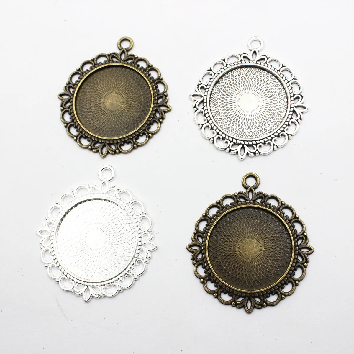 

Fit 25mm Round Pattern Glass Cabochons Cameo Base Tray blank Frame Bezel Settings DIY Making Accessories Gift 10pcs K06298