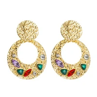 zinc alloy drop earrings for women boho round earrings colorful crystal earrings fashion statement jewelry 2021 gift wholesale