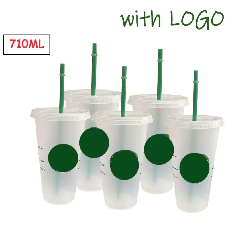 

Color Changing Coffee Cup With Lid Straw Cup With Logo Reusable Drinkware Cup Tumbler Matte Plastic Cup Water Bottle 700ml/710ml