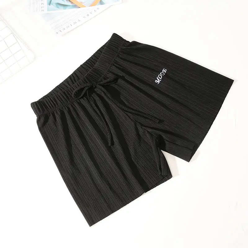 

2020 new Korean version ice silk embroidery loose and thin High Waist Wide Leg casual pants summer female students