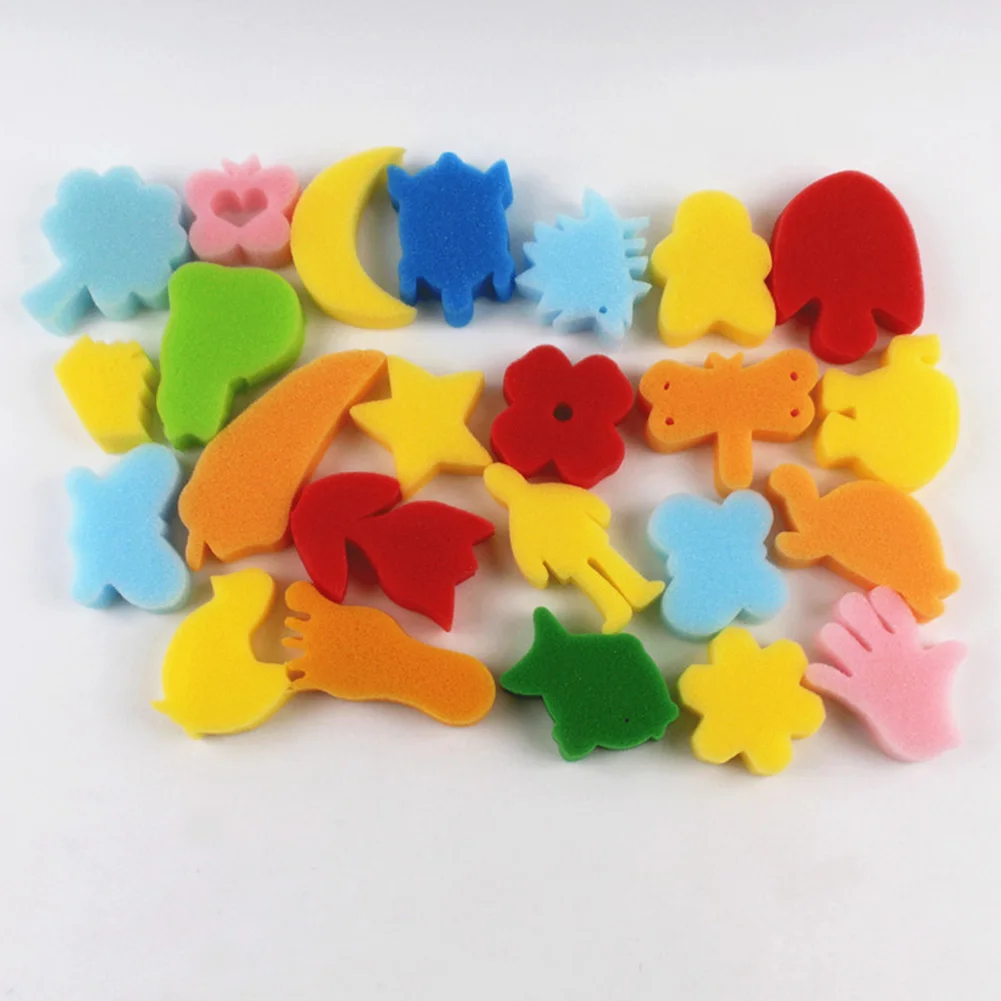 24Pcs Painting Sponge DIY Tool Colorful Assorted Children Arts and Crafts for Kids Education Toy | Игрушки и хобби