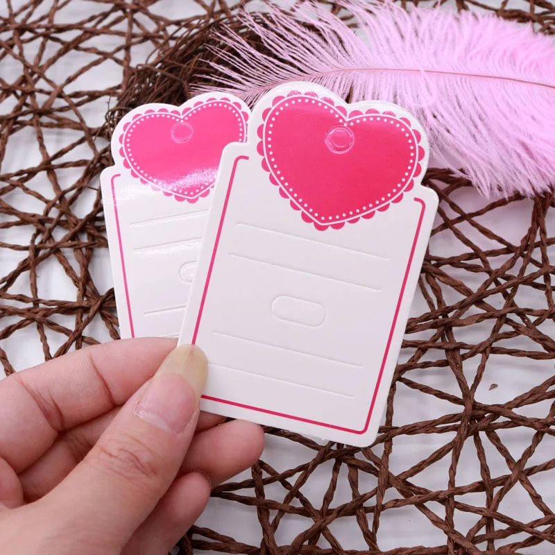 100 шт. 5*8 см Клип-карта для волос розовое сердце белая бумага витрина ювелирных