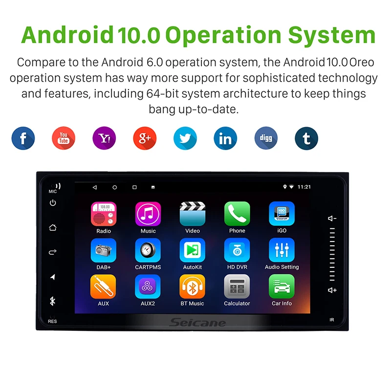 Автомобильный мультимедийный плеер Seicane 7 дюймов Android 10 0 200*100 мм радио GPS навигация