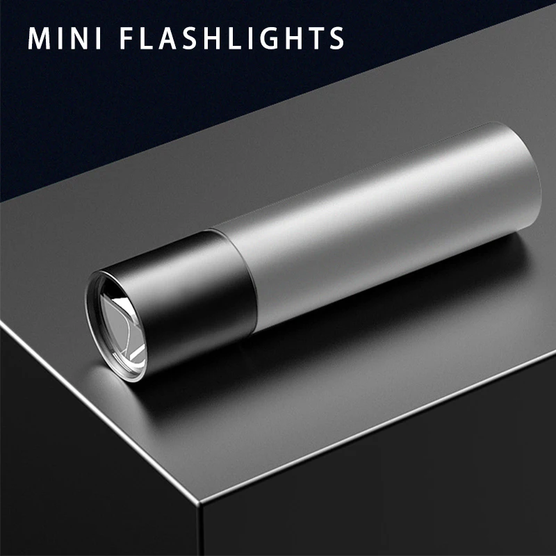 

Светодиодный мини-фонарик с зарядкой от USB, водонепроницаемый портативный фонарь с телескопическим зумом, 3 режима освещения, для ночного ке...