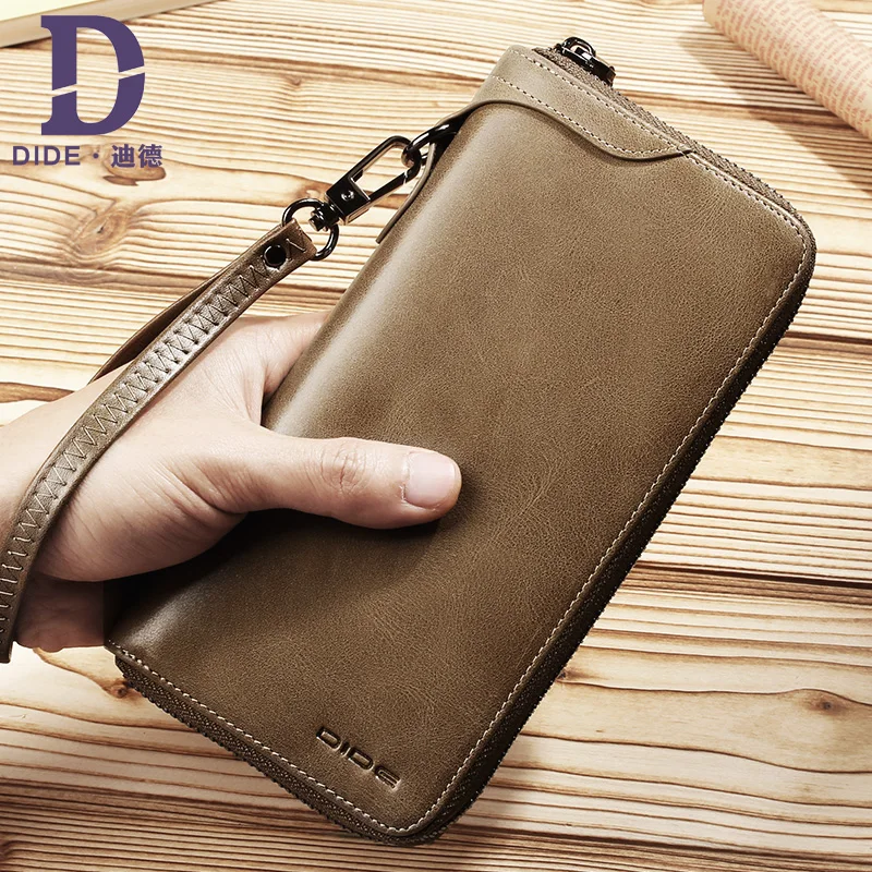 DIDE New Famous Brand Men Long Wallets Genuine Leather Coin Purse Male Card Holder Clutch Wallet Business Vintage Bag | Багаж и сумки