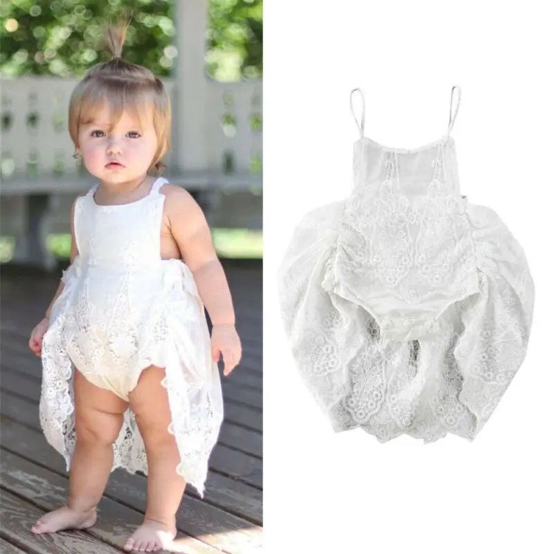 

2020 New Princess Baby Clothing White Lace Romper Dress Summer Newborn Infant Girl Lace Romper Party Dress 0-2Y