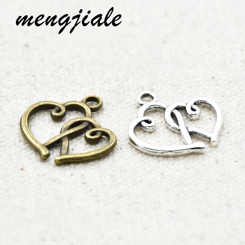 30 шт. Оптовая продажа Детское нижнее белье из двух Цвет сердце амулеты сплава