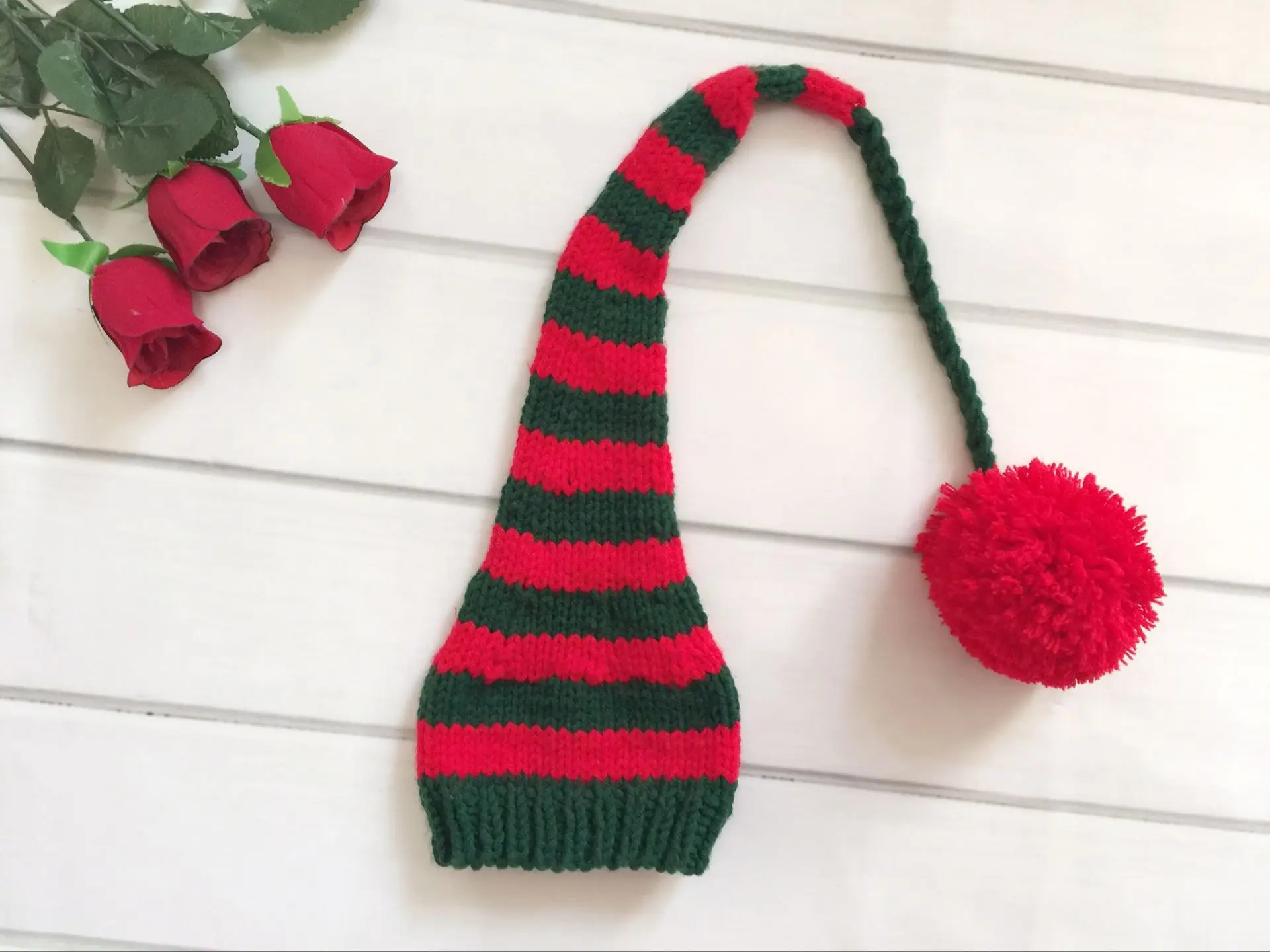 Реквизит для фотосессии новорожденных рождественские шапки с длинным хвостом