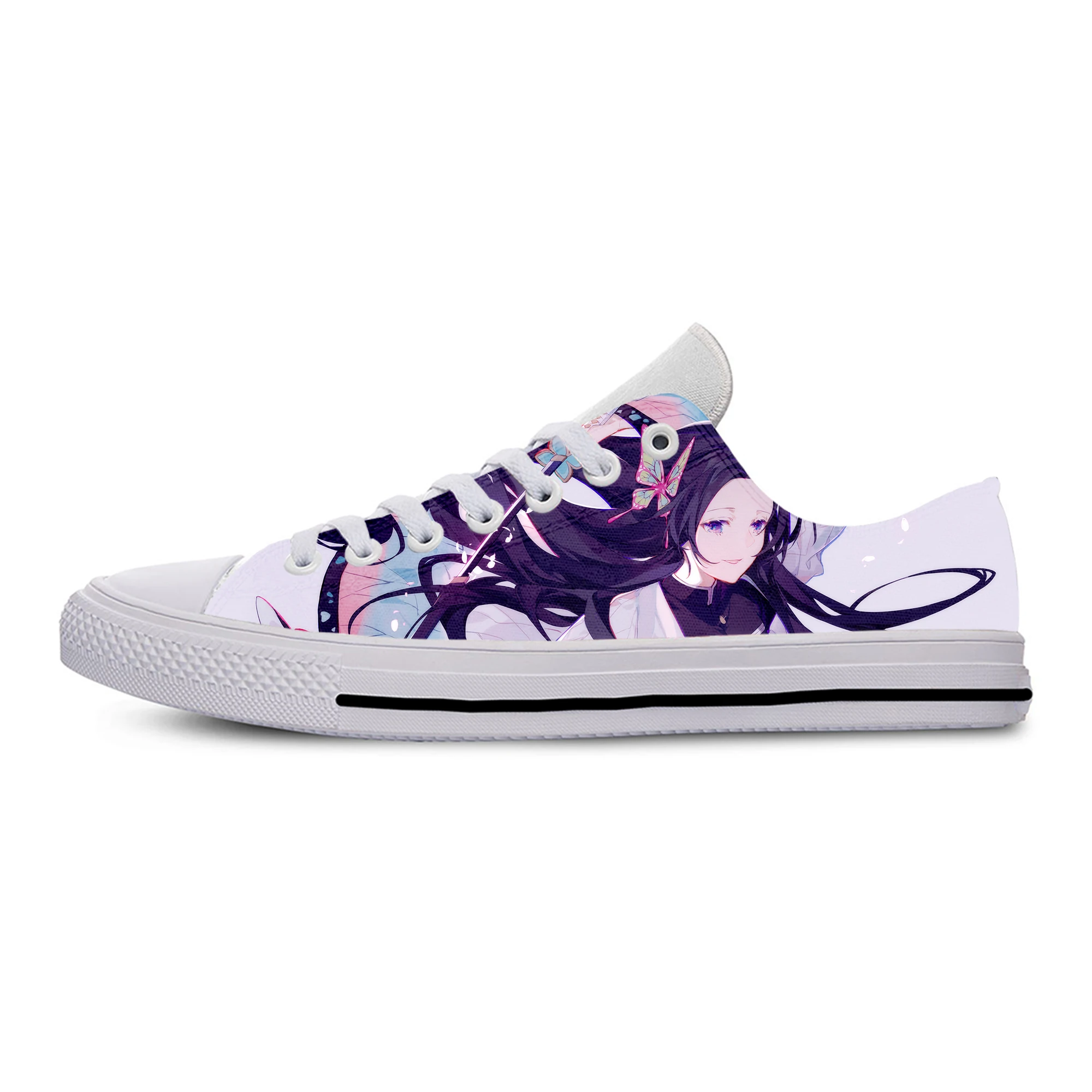 

Demon Slayer Ubuyashiki Kiriya Men Women Canvas Flats Kawaii Vulcanized Shoes 2021 New Cartoon Retro Anime Style Casual Shoes