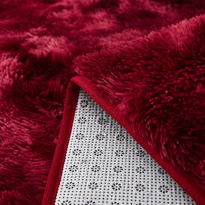 Красный с длинным ворсом тай дай напечатанный ковер Alfombra теплые домашние тапочки