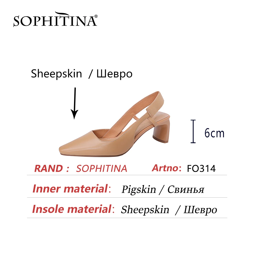 

SOPHITINA Genuine Leather Retro Pumps Shoes For Women Heels Comfortable Slingback Office Lady Spring Summer Square Toe New FO314
