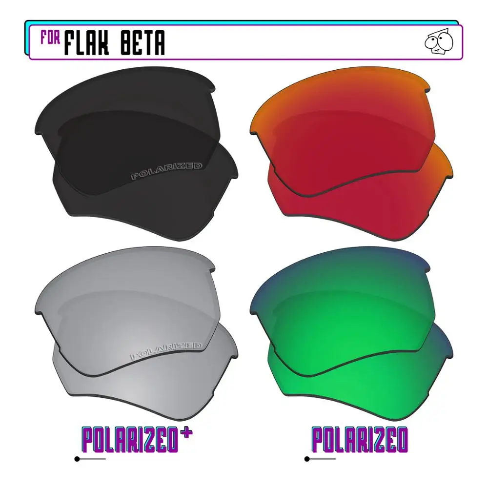 EZReplace Polarized Replacement Lenses for - Oakley Flak Beta Sunglasses - BkSrP Plus-RedGreenP