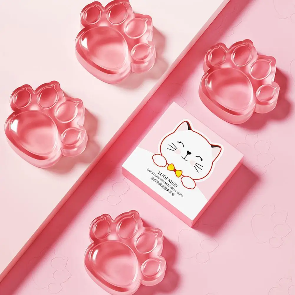 

1pc 110g Cat Claw Cleansing Soap Remove Mites Moisturizing Jelly Bathe Soap Foam Rich Delicate Gentle Moisturizing Body Care