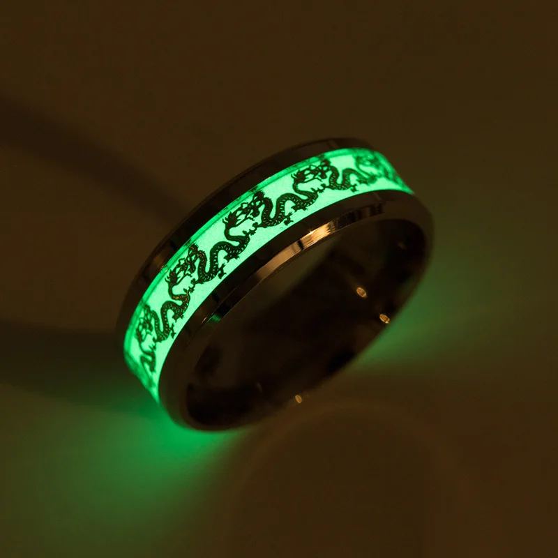 Кольца с флуоресцентным драконом для мужчин и женщин креативные светящиеся