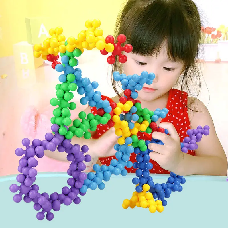 Bloques de interconexi&oacute;n 3D para ni&ntilde;os, 600 unids/caja, bloques de construcci&oacute;n, tabletas de ciruela, juguetes de escritorio DIY-2