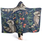 Одеяло с капюшоном енота, маленькое милое животное, милое Улыбающееся лес, Красочные дикие цветы, листья, мягкое теплое удобное Флисовое одеяло, одеяло