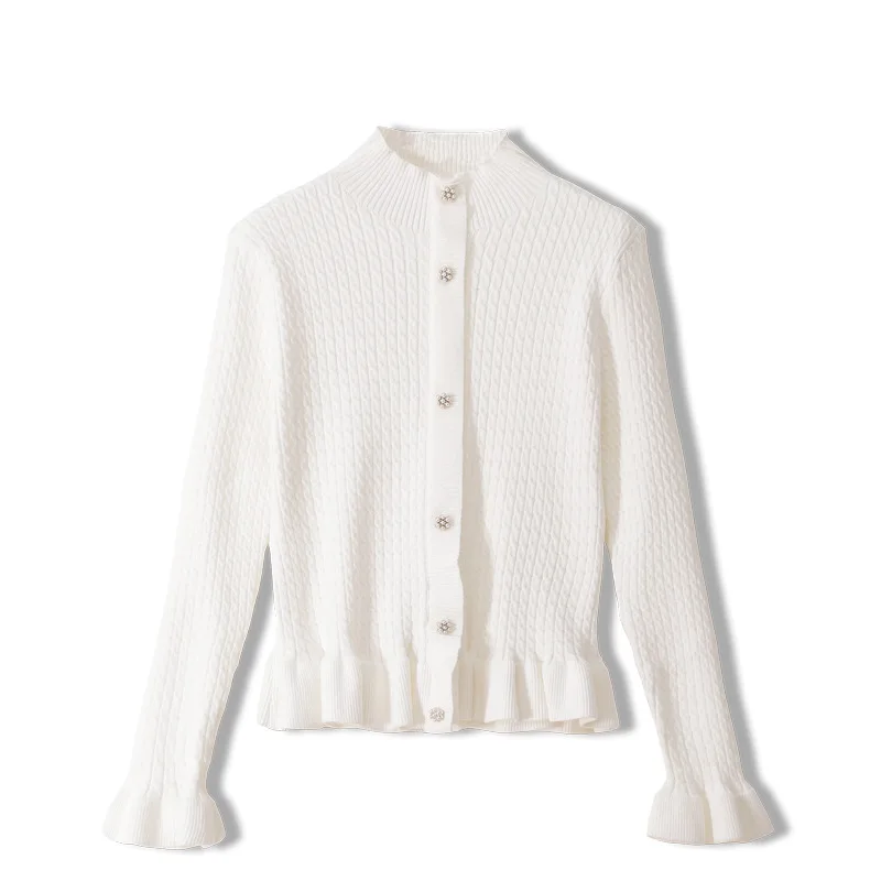 

Fashon Autumn Turtleneck Women Luxury Knitted Sweaters Pullovers Slim Button Lady Elegant Single-Breasted Outwear Elegant Tops