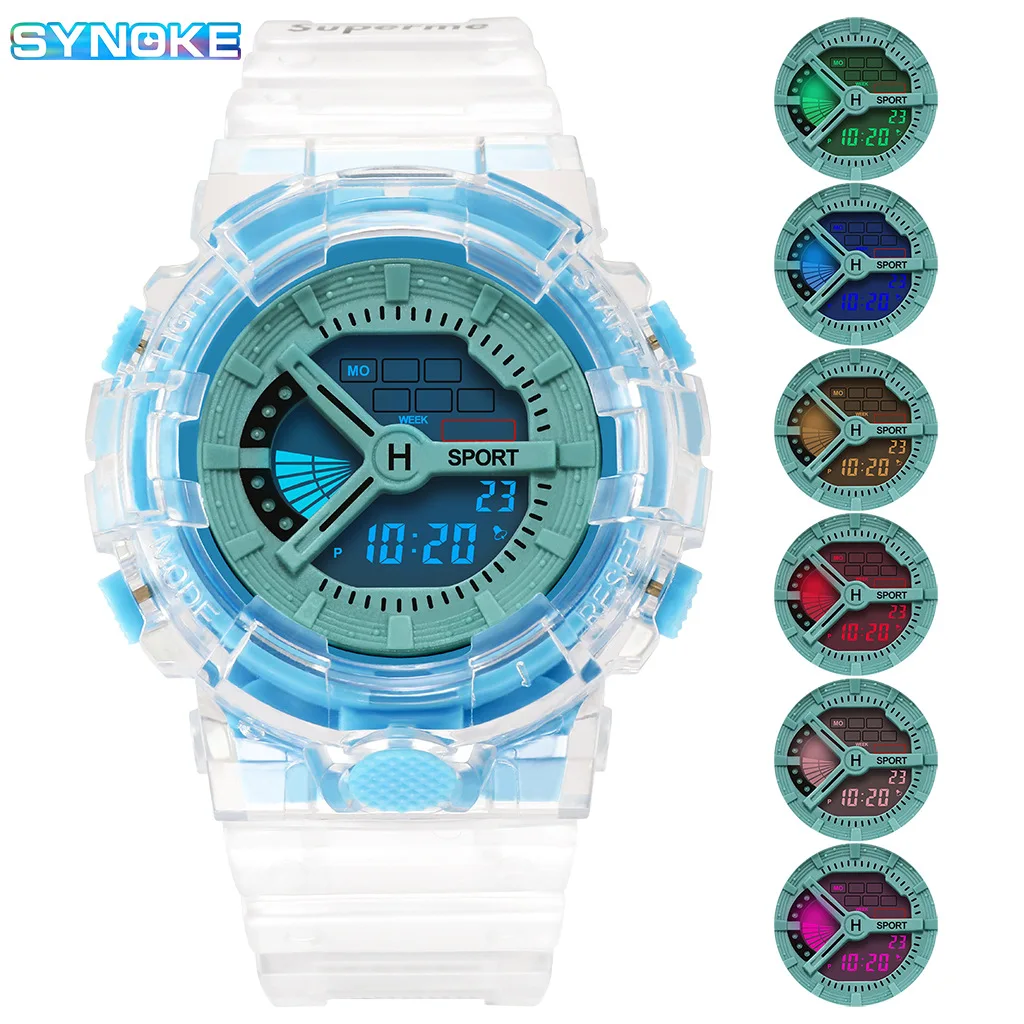 

SYNOKE Kids Watches Boys Girls Children LED Digital Watch Boys Transparent Electronic Clocks Wristwatch Transparent Waterproof