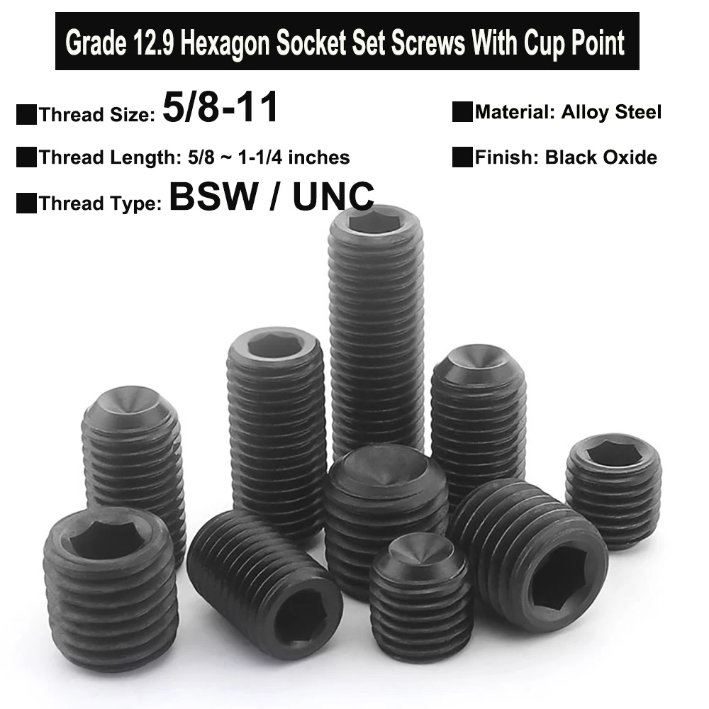 1 шт. 5/8-11x 5/8 &quot~ 1-1/4&quot BSW UNC резьба класс 12 9 легированная сталь с шестигранником