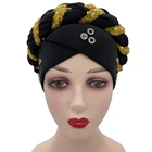 Новейшая Шапочка-тюрбан с бриллиантами для женщин, готовые женские головные повязки, африканские автогелевые головные уборы, мусульманский головной платок, шапка тюрбанов