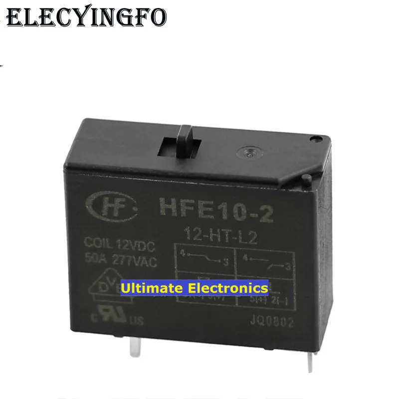 

2pcs HFE10-2-12-HT-L2 Double coil with manual switch 50A magnetic holding relay