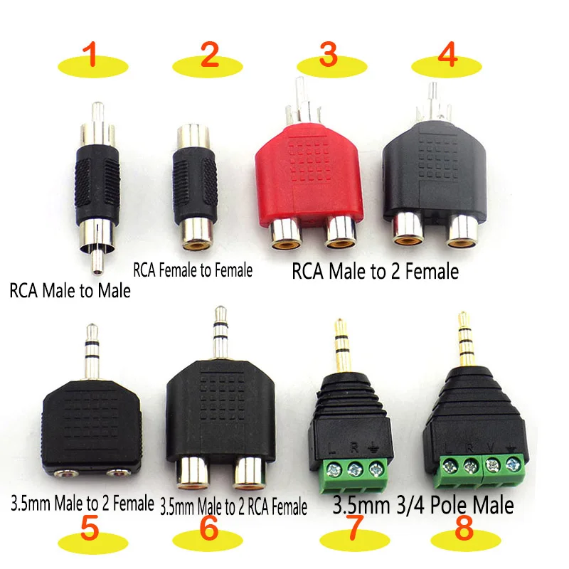 

3.5mm Adapter Male To Female RCA Plug Jack AV Audio Connector 2 in 1 Stereo Headset Dual Headphone Audio Plug Accessories