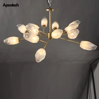 creative iceberg led chandelier ice shaped glass brass ceiling hanging lights living room deco lighting fixtures pendant lamp