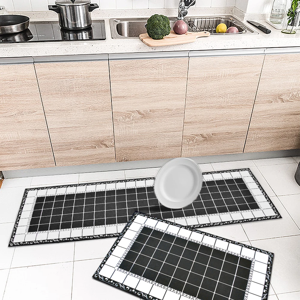 Современные Blak& White кухонные коврики мягкие плюшевые ковры Спальня Коврик Противоскользящий коврик Домашний Декоративный Ковер