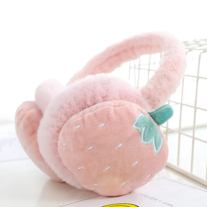 

Children And Adult Multicolor Plush Cartoon Earmuffs Girl's Fruit Embroidered Earmuffs Ladies Outdoor Warm Accessories In Winter
